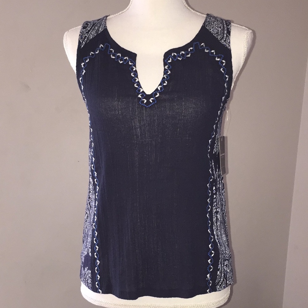 Lucky Brand Embroidered Paisley Top